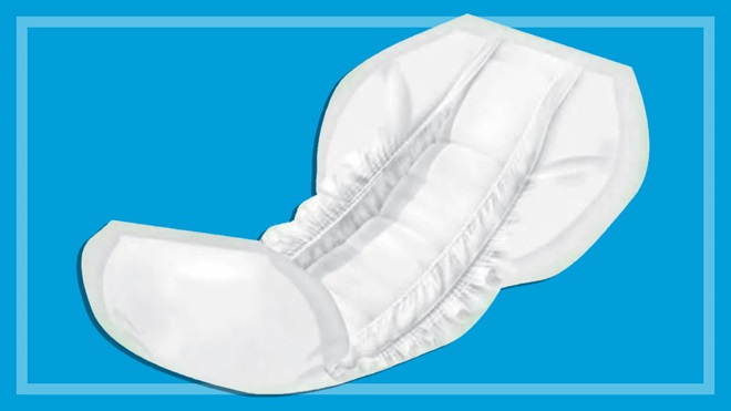 white incontinence pad on a blue background
